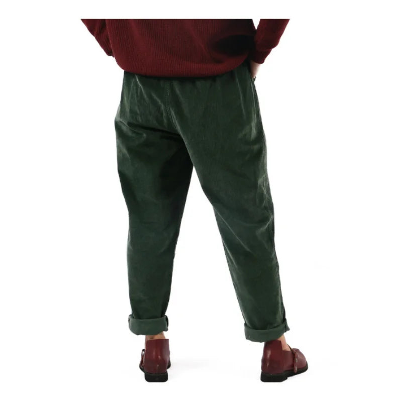 Wide Leg Pants Vintage Casual Thicken Warm Elastic Waist Loose Cotton Pleated Trouser