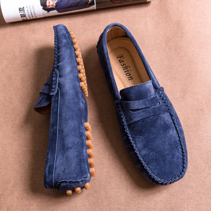 Penny Loafers Men Boat Shoes Moccasins Suede Leather Slip On Flats