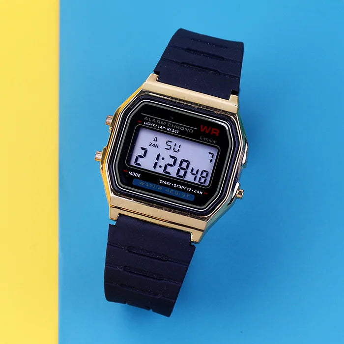 Electronic Watches for Women Men Rose Gold Rubber Strap LED Digital Wristwatch