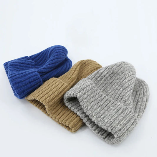 new woolen hat knitted solid color