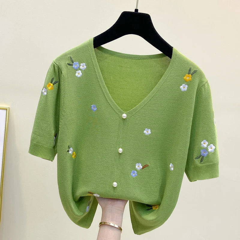 T-shirt women  v-neck cotton sweater