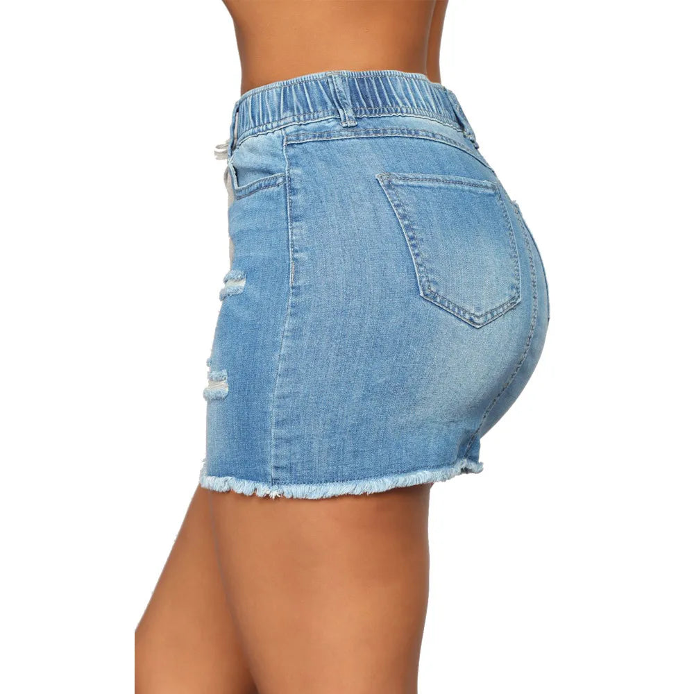 Women's Summer Ripped Denim Short Skirt