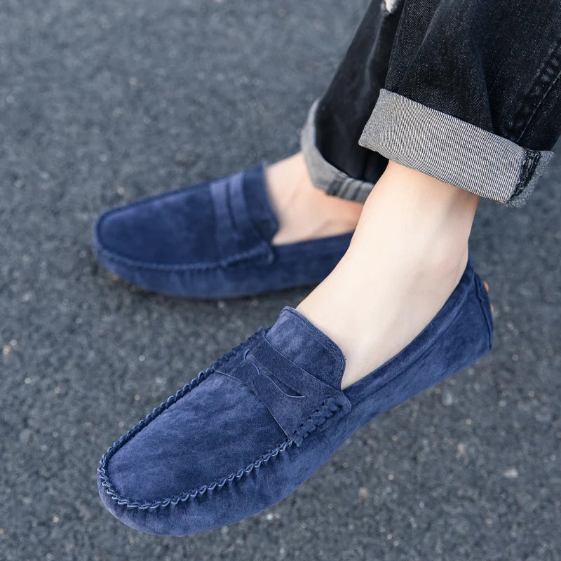 Penny Loafers Men Boat Shoes Moccasins Suede Leather Slip On Flats