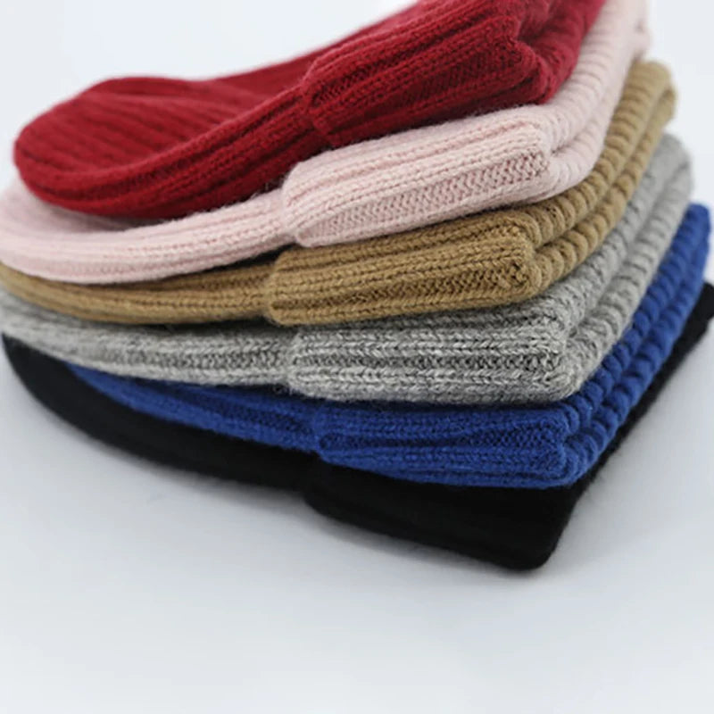 new woolen hat knitted solid color