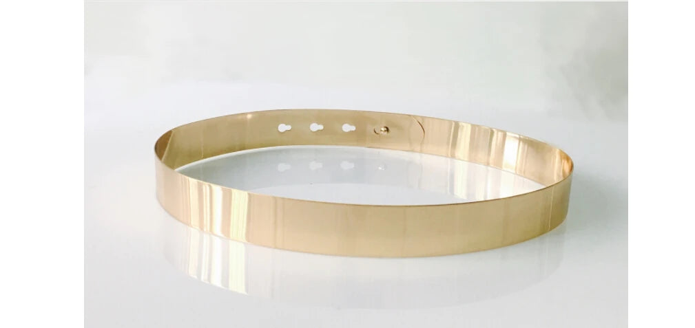Women Vintage Elegant Waist Belt Metallic Bling Gold Silver Party Simple Belts