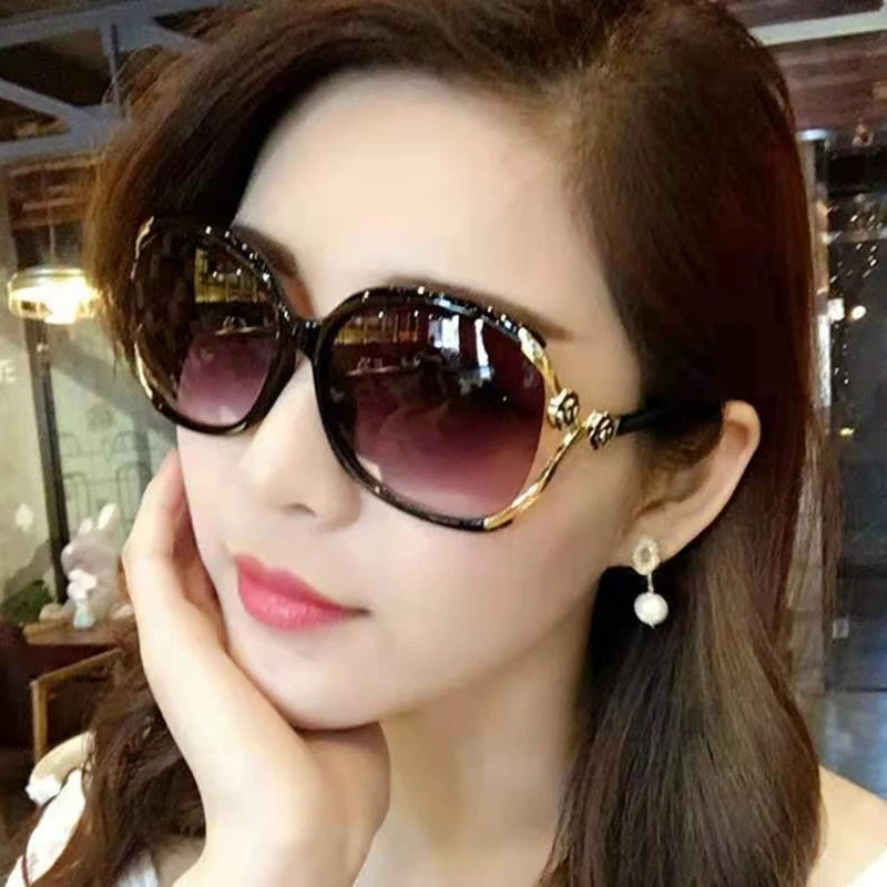 women  big frame rose decorative glasses