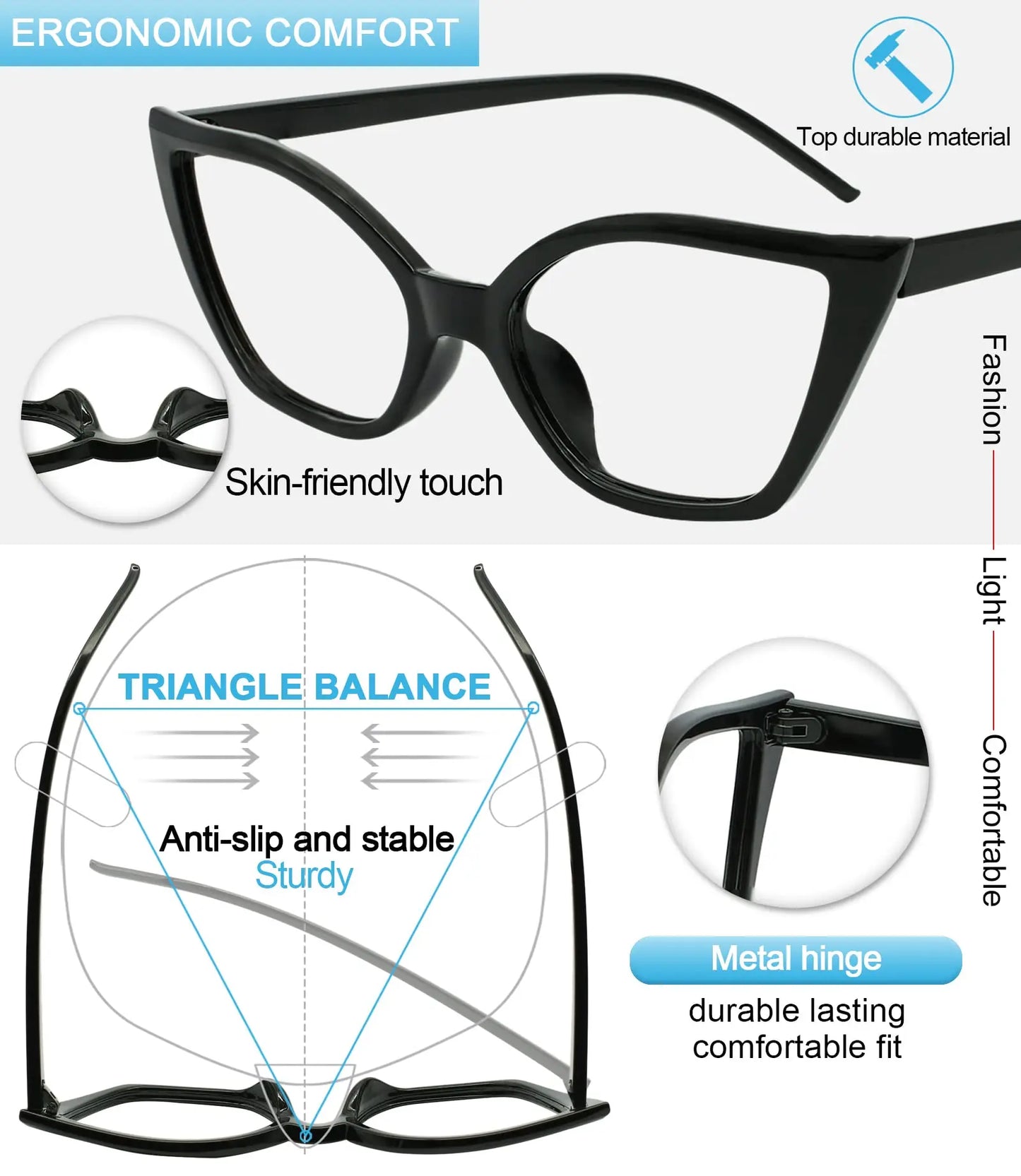 Reading Glasses For Women Oversized Prescription Magnifying Eyeglasses