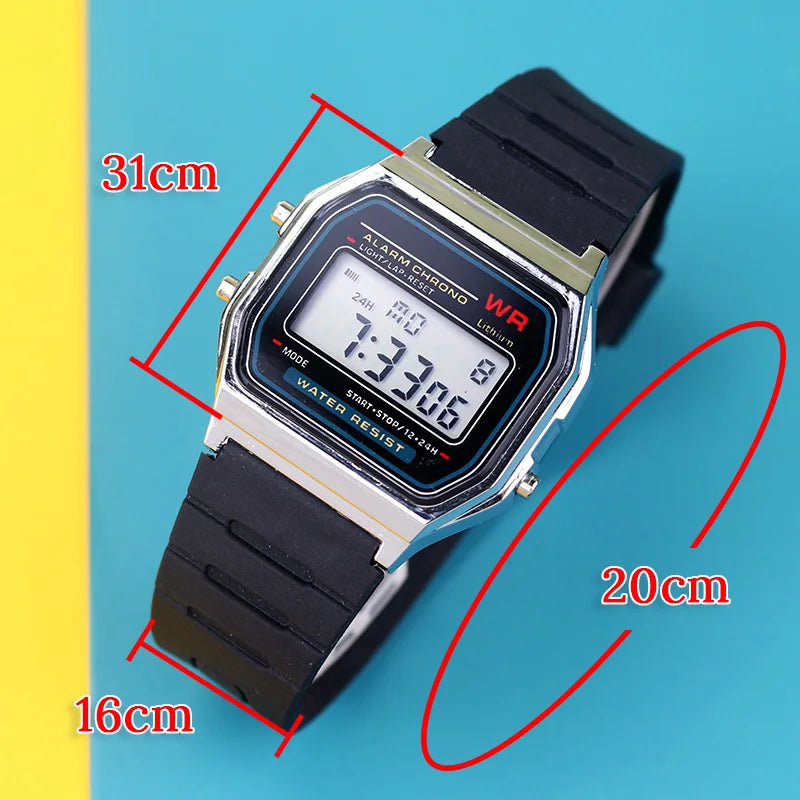 Electronic Watches for Women Men Rose Gold Rubber Strap LED Digital Wristwatch