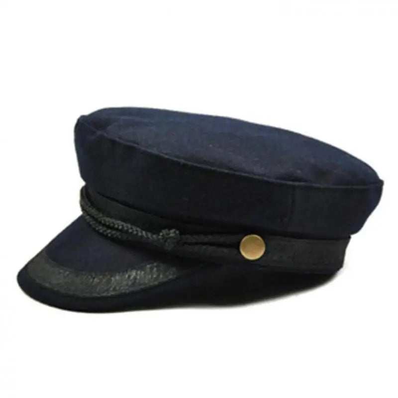 Black Hats For Women Ladies Military Flat Top Hat