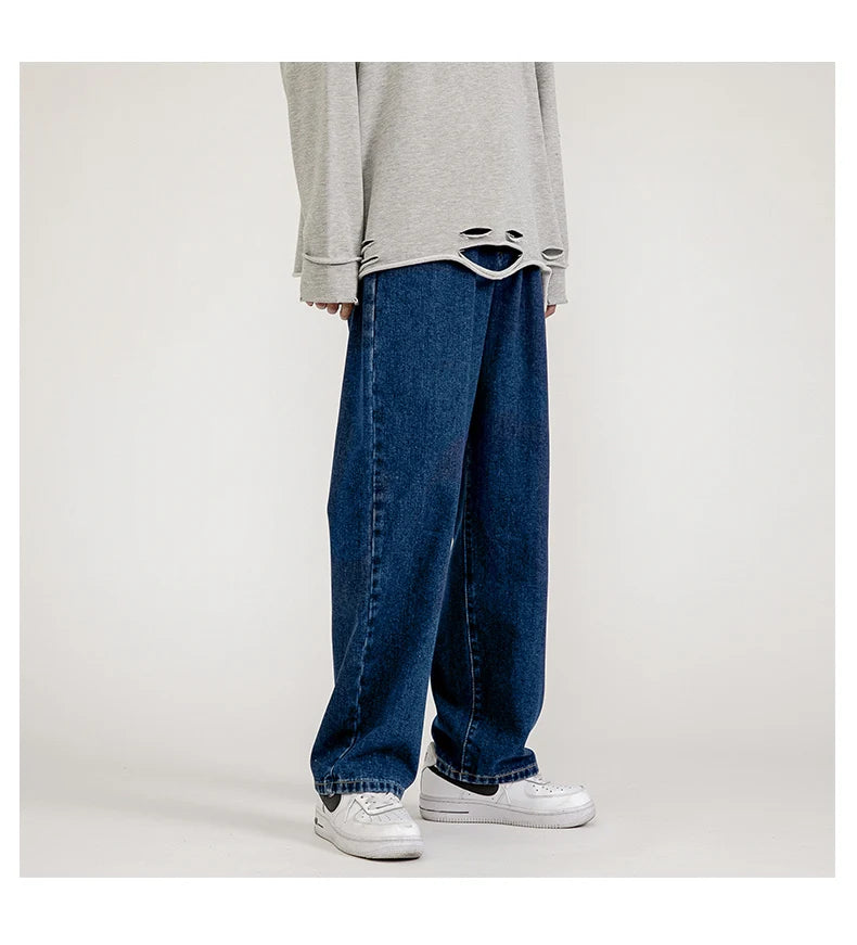 Men's Jeans Pants Straight Trousers Denim  Streetwear Fashion