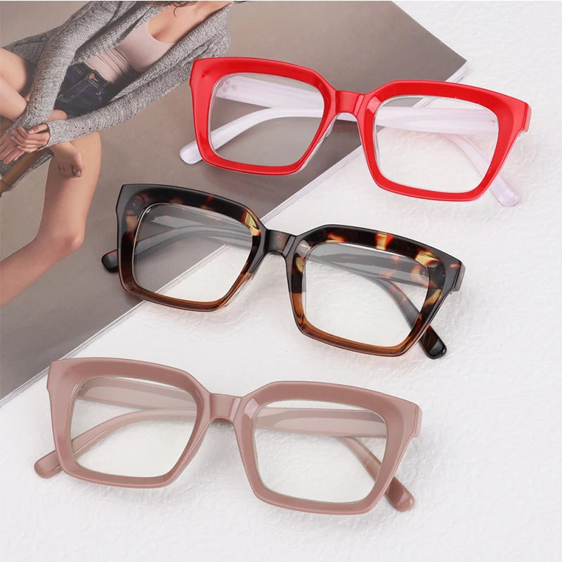Fashion Reading Glasses  Oversized Square Large Optical Lens