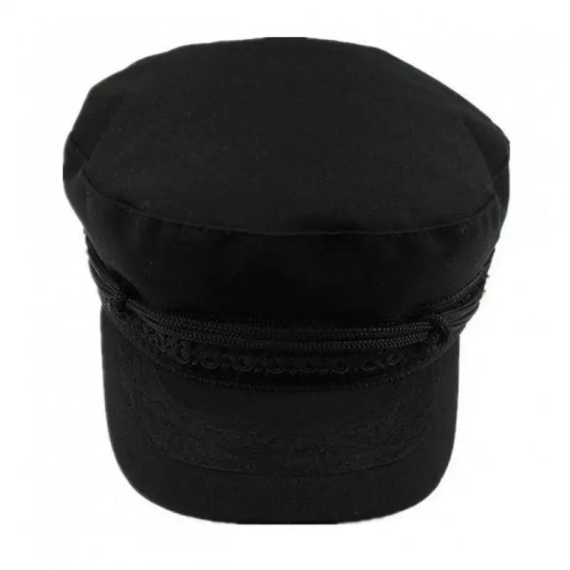 Black Hats For Women Ladies Military Flat Top Hat