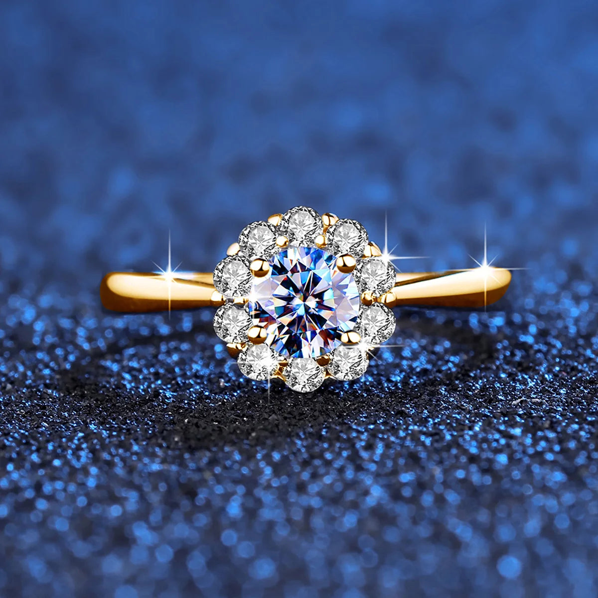 Flower Ring With Moissanite Diamond Pure Silver Women's Jewelry