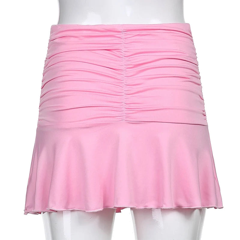Summer Sexy Skirts For Women PinkCasual Pleated Skirt