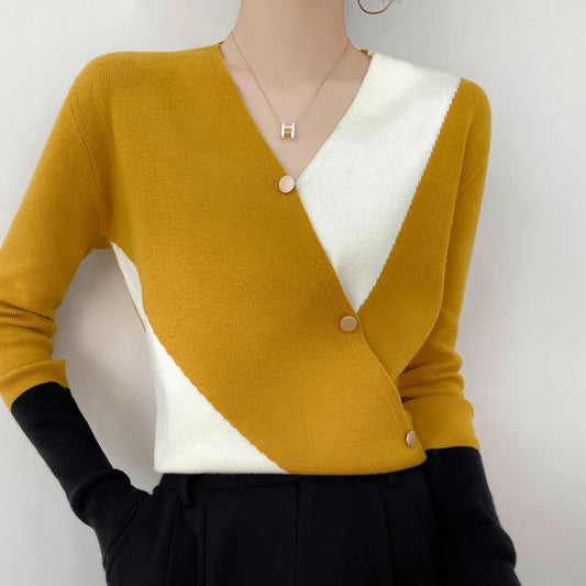 Women's Cashmere Sweater Colorblock  Knitwear