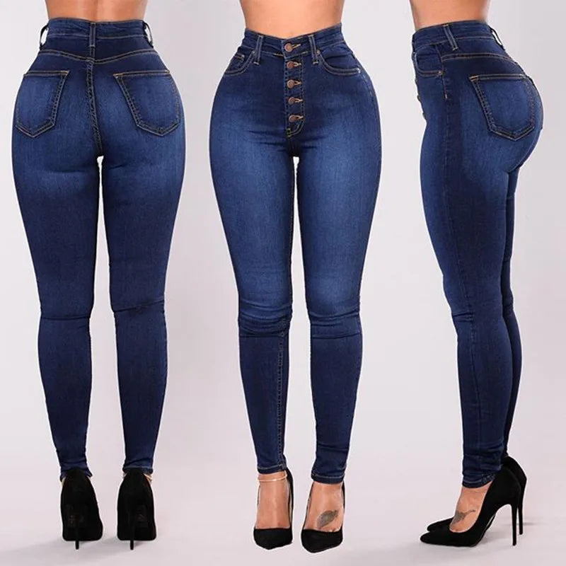 Women High Waist Push Up Jeans High Elastic Stretch
