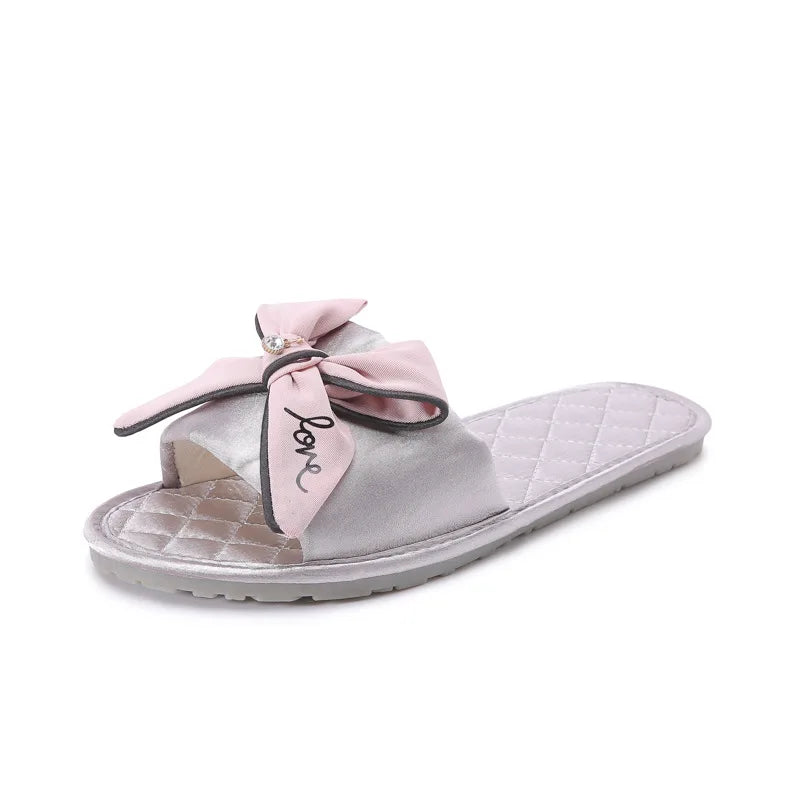 Women Slides Flip Flops  Casual Beach Bow Sandals Comfortable Flat Shoes