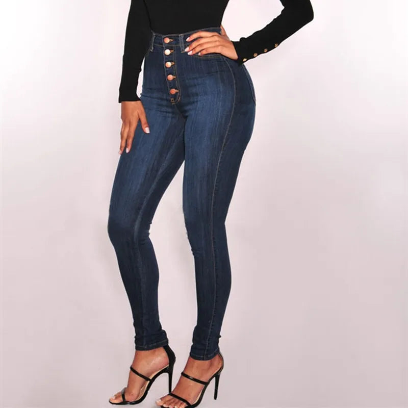 Women High Waist Push Up Jeans High Elastic Stretch