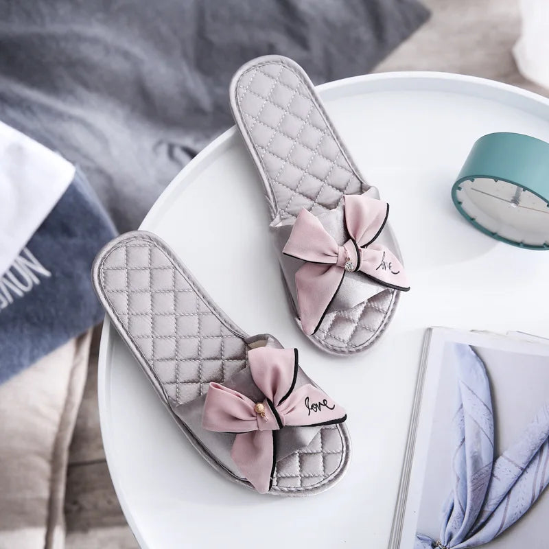 Women Slides Flip Flops  Casual Beach Bow Sandals Comfortable Flat Shoes