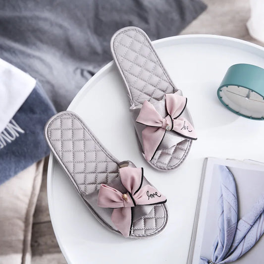 Women Slides Flip Flops  Casual Beach Bow Sandals Comfortable Flat Shoes