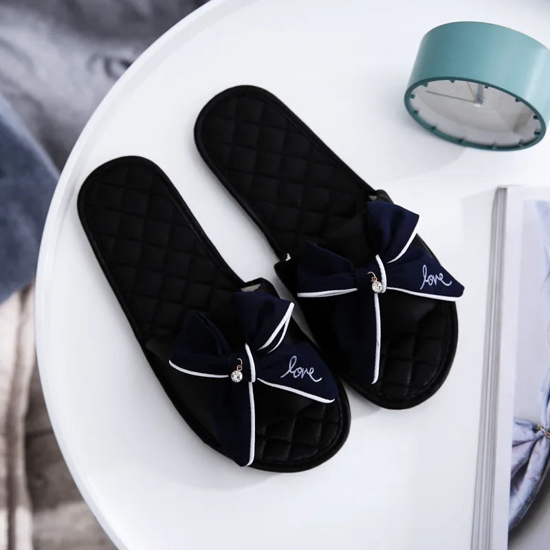 Women Slides Flip Flops  Casual Beach Bow Sandals Comfortable Flat Shoes