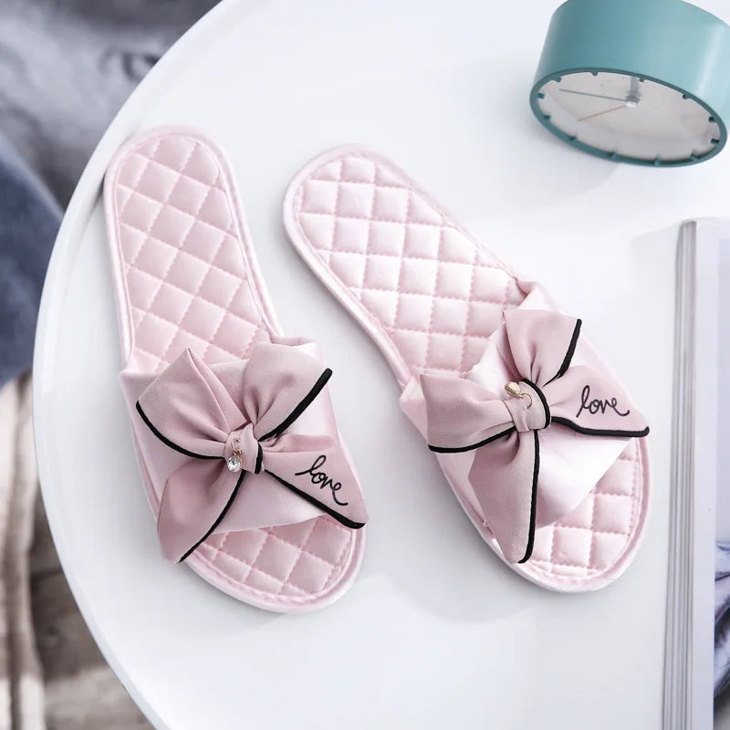 Women Slides Flip Flops  Casual Beach Bow Sandals Comfortable Flat Shoes