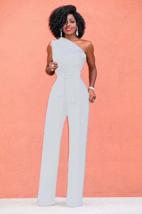 Women Off Shoulder Casual Jumpsuits Wide Leg Pants