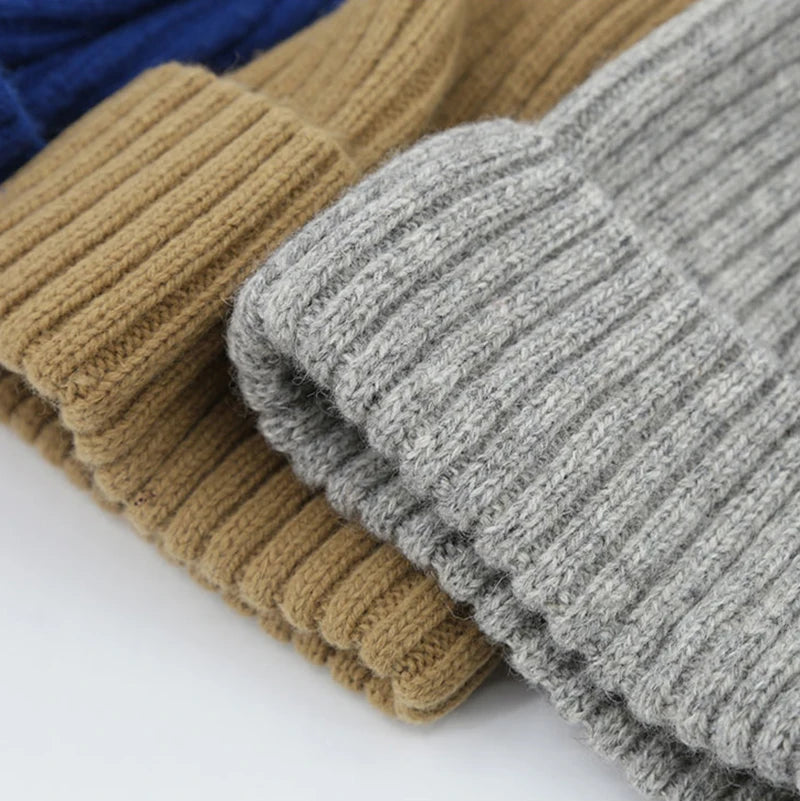 new woolen hat knitted solid color