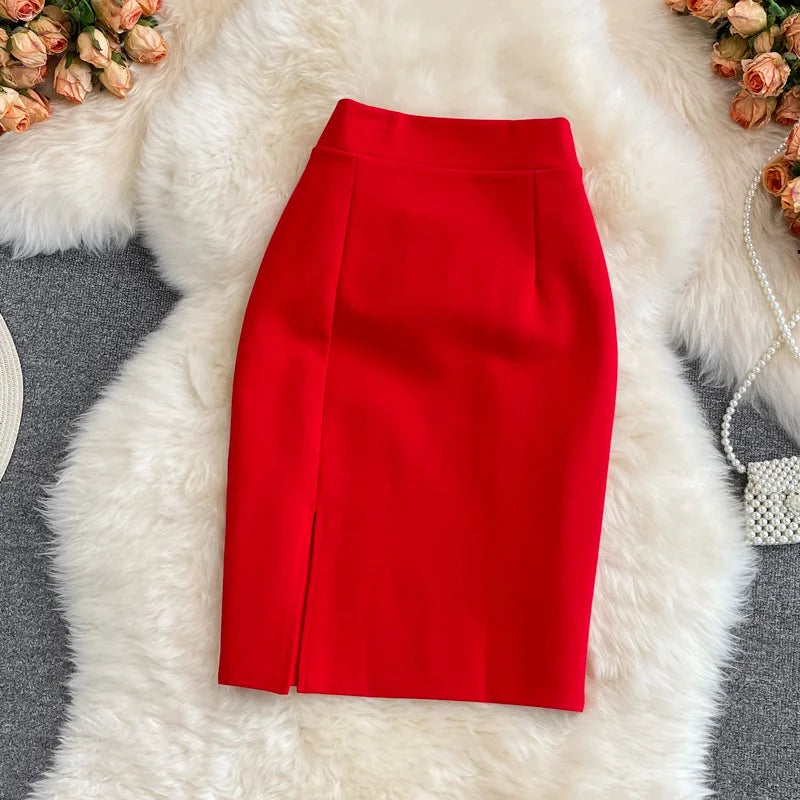 Women's Skirt Solid High Waist Pencil Skirt