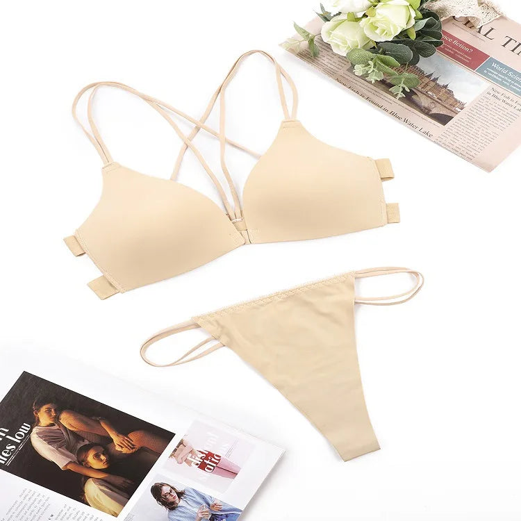 Women Bra And Panties Set Sexy Backless Set Sexy G-String Seamless Bra