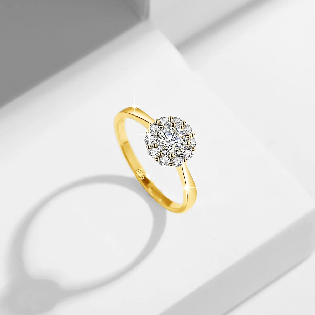 Flower Ring With Moissanite Diamond Pure Silver Women's Jewelry