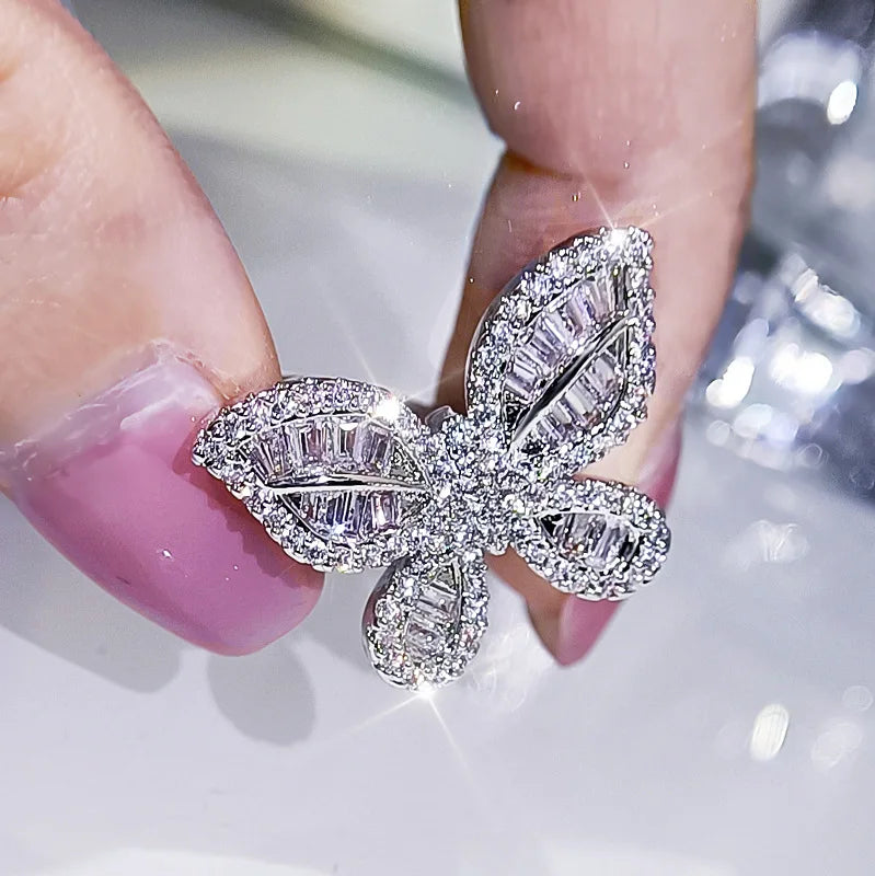 Women's Jewelry Set Butterfly Shape Earrings Ring Necklace Set