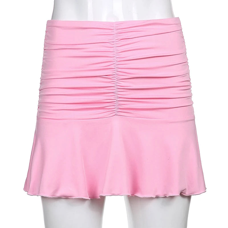 Summer Sexy Skirts For Women PinkCasual Pleated Skirt