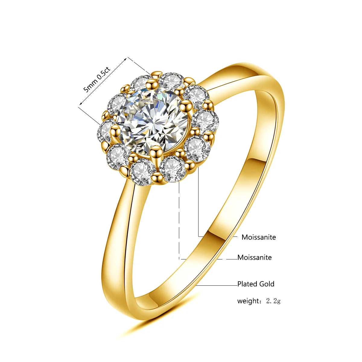 Flower Ring With Moissanite Diamond Pure Silver Women's Jewelry