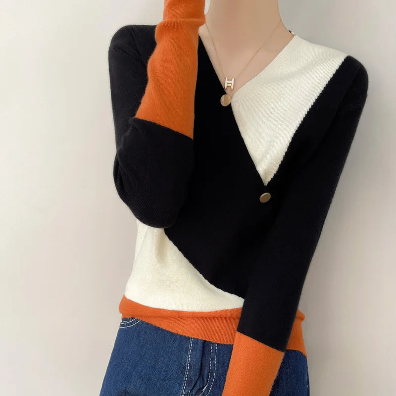 Women's Cashmere Sweater Colorblock  Knitwear