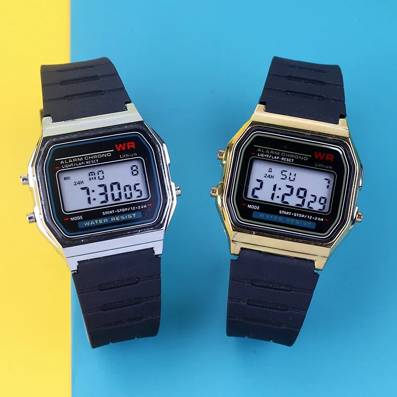 Electronic Watches for Women Men Rose Gold Rubber Strap LED Digital Wristwatch