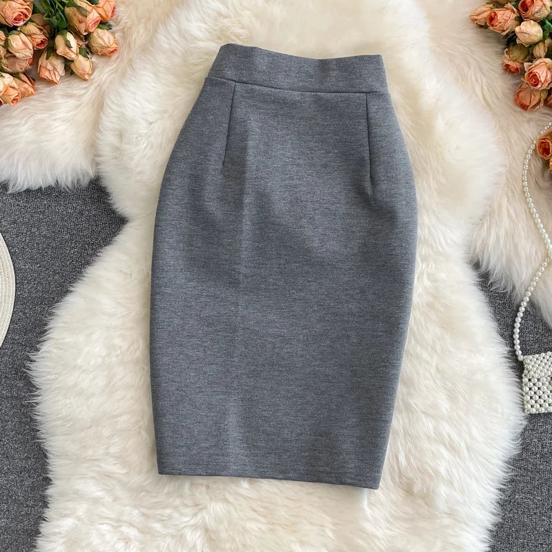Women's Skirt Solid High Waist Pencil Skirt