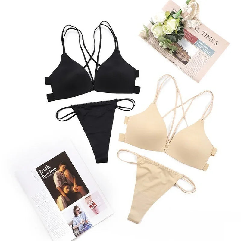 Women Bra And Panties Set Sexy Backless Set Sexy G-String Seamless Bra