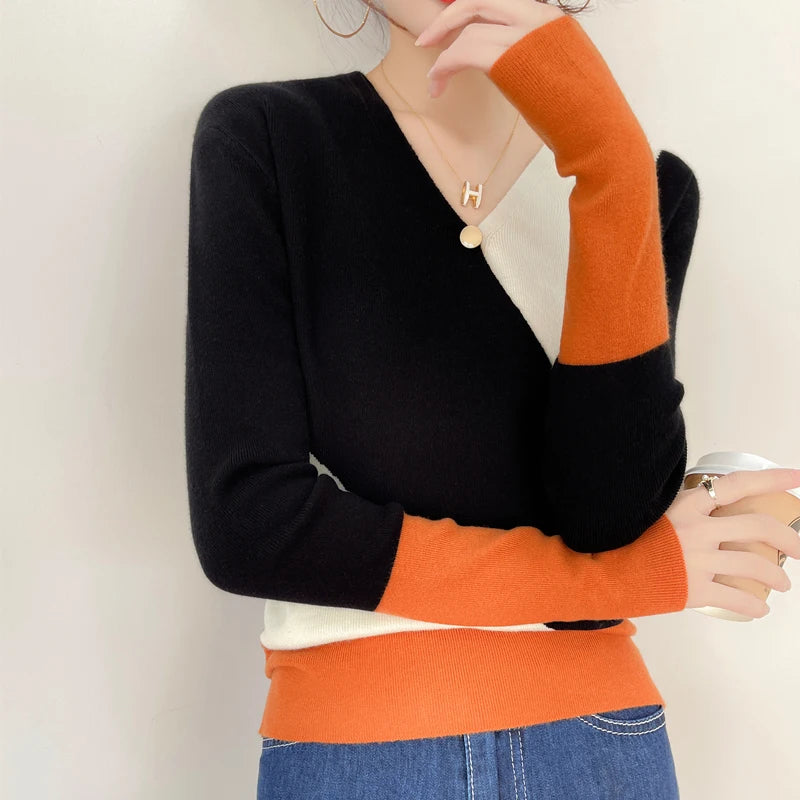 Women's Cashmere Sweater Colorblock  Knitwear
