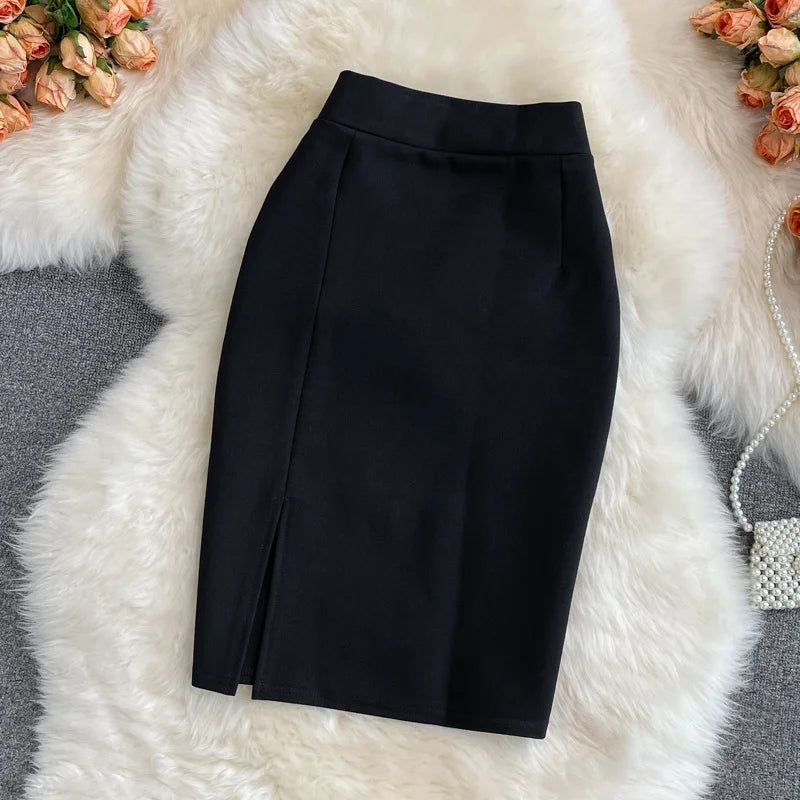 Women's Skirt Solid High Waist Pencil Skirt