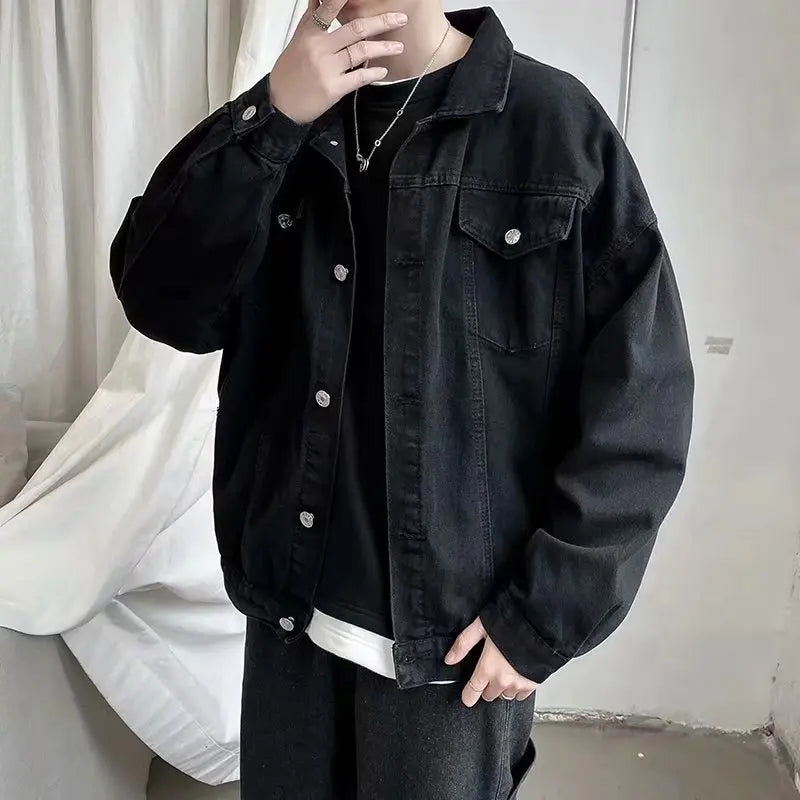 Black Denim Short Jacket Men