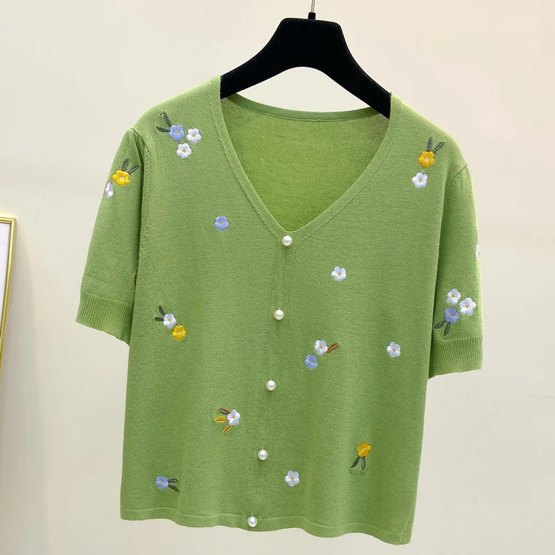 T-shirt women  v-neck cotton sweater