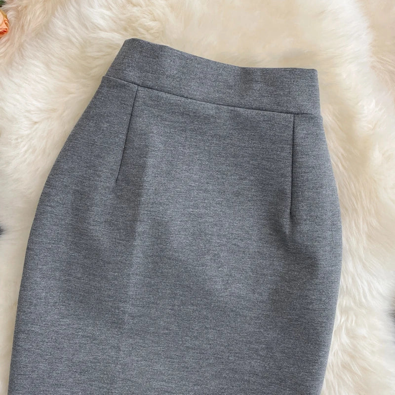Women's Skirt Solid High Waist Pencil Skirt