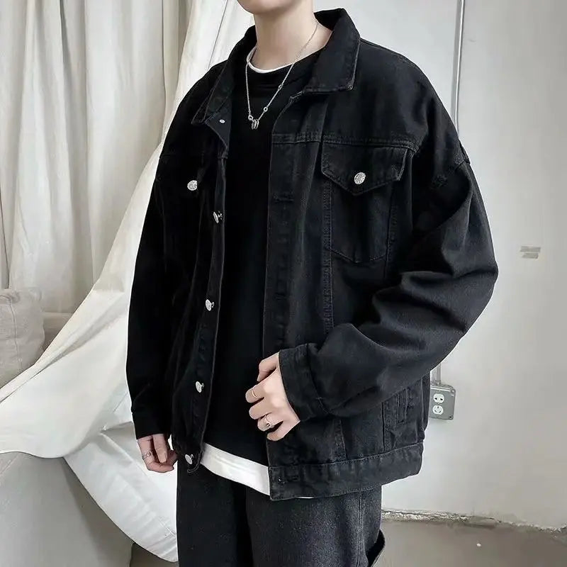 Black Denim Short Jacket Men