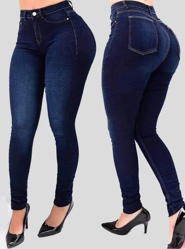 Skinny Versatile Pocket Button Retro Trousers  Women