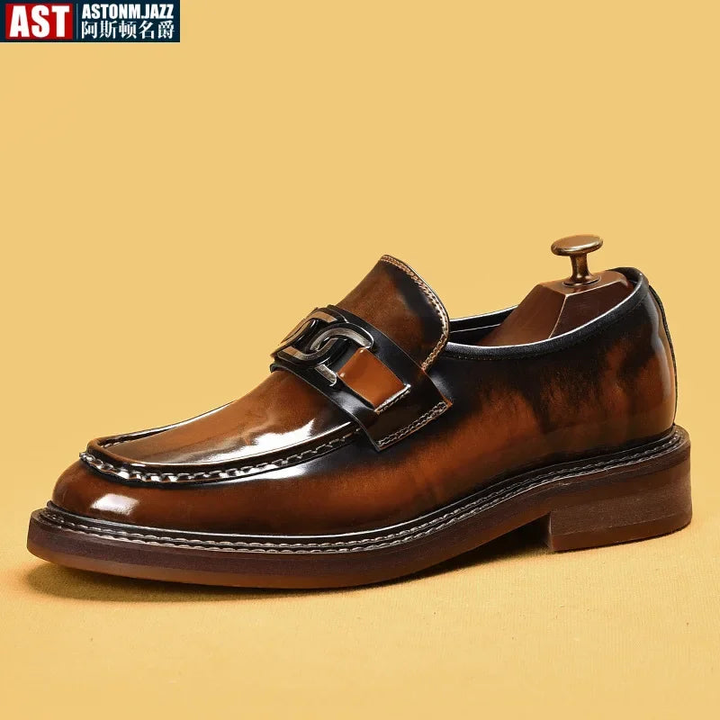 Slip on Dress Shoes Men Genuine Leather Italian Loafer Shoes