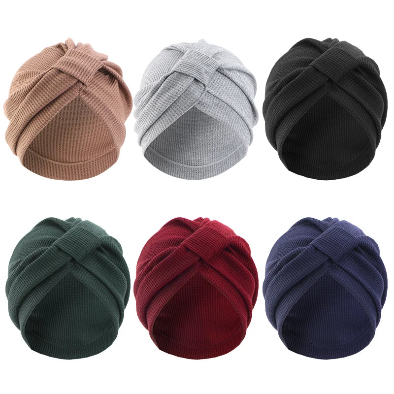 Women's breathable cotton thick waffle headscarf