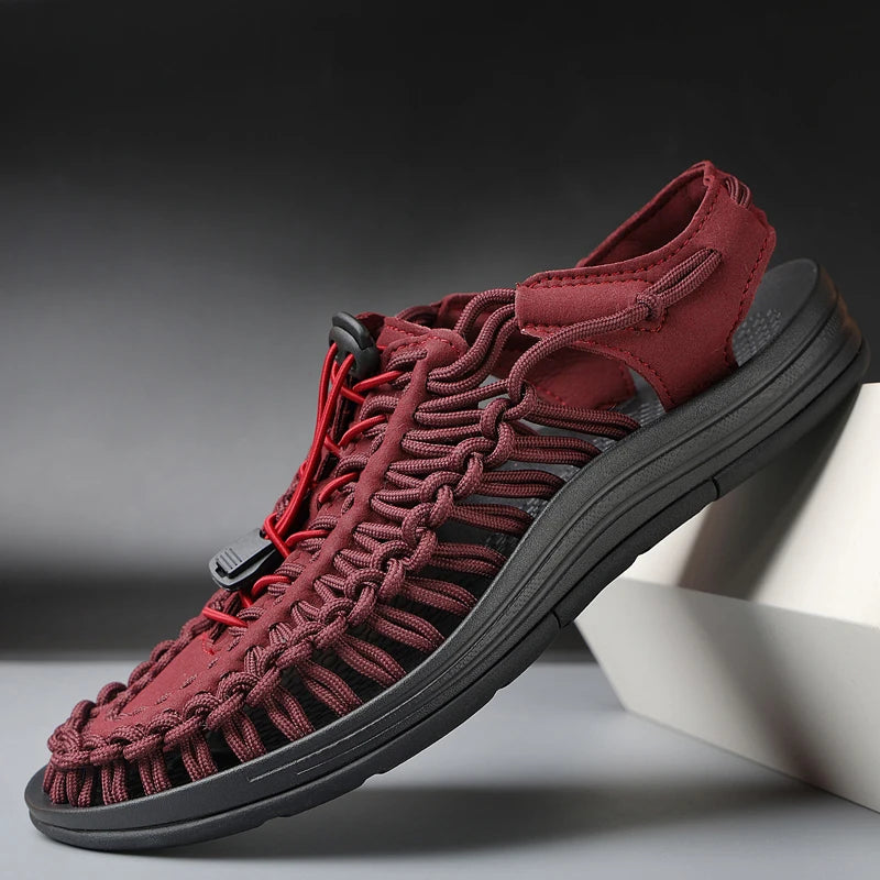 Men Sandals Summer Weave Shoes  Outdoor Breathable Comfort Slip On