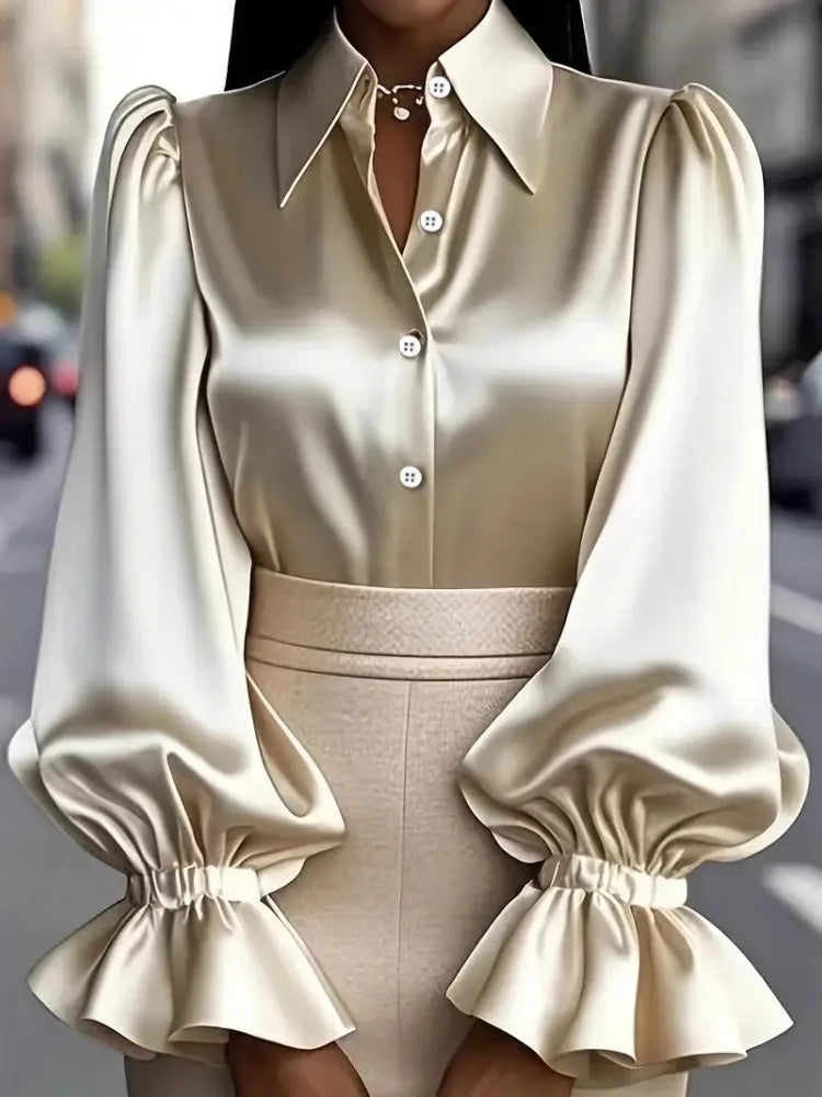 Long Sleeve Blouse Office Elegant Work Shirt