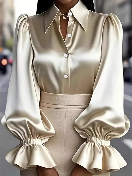 Long Sleeve Blouse Office Elegant Work Shirt